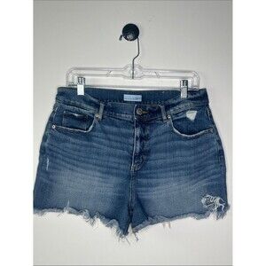 LOFT Made & Loved High Rise Distressed Raw Hem Denim Shorts Size 29 / 8
